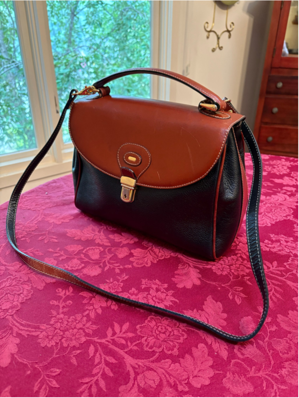 Women's Bally Brown and Black LeatherShoulder Bag